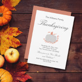 Citrouille blanc branché Thanksgiving Invitation