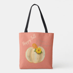 Citrouille blanc Happy Fall Sac fourre-tout Market