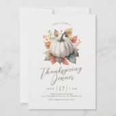 Citrouille blanc Thanksgiving Diner Invitation (Devant)