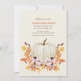 Citrouille blanc Thanksgiving Diner Invitation