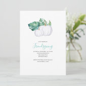Citrouille Blanche Feuilles Tropicales Invitation (Debout devant)