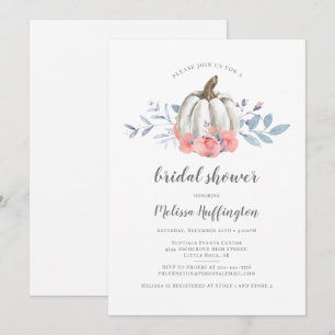 Citrouille blanche roses roses chute Invitation de
