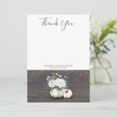 Citrouille blanche rustique bois Merci (Debout devant)