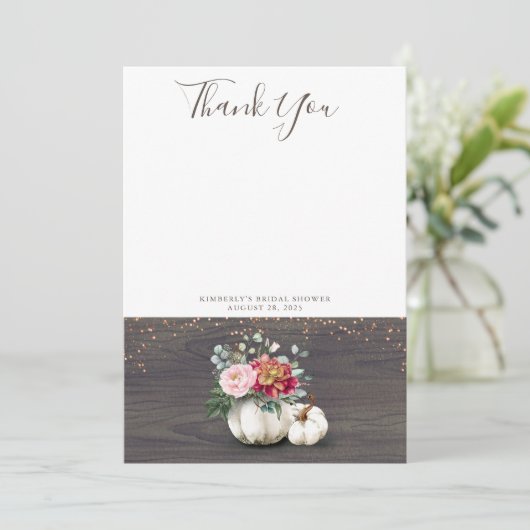 Citrouille blanche rustique bois Merci (Debout devant)