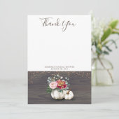 Citrouille blanche rustique en bois Merci (Debout devant)