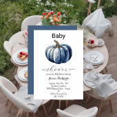 Citrouille Bleu Automne Boy Baby shower Invitation