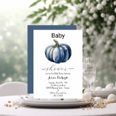 Citrouille Bleu Automne Boy Baby shower Invitation