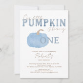 Citrouille bleu Premier anniversaire Invitation (Devant)