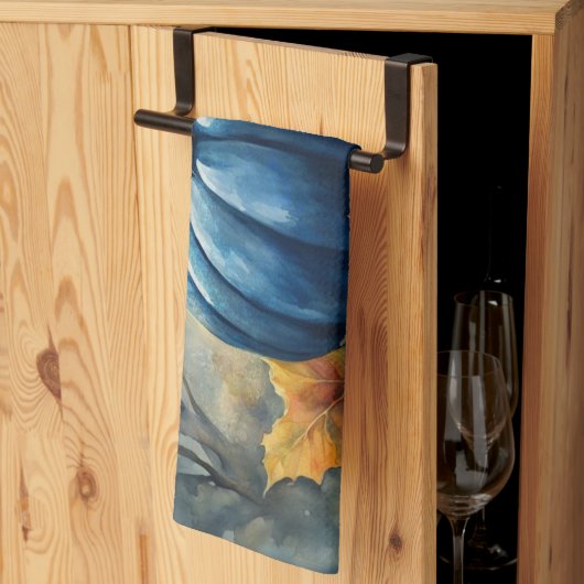 Citrouille bleu - Serviette de cuisine (Pliage en tiers)