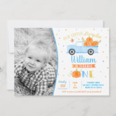 Citrouille Blue Truck First Birthday Invitations G (Devant)