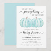 Citrouille Blue Twin Baby Boys Shower Invitation (Devant / Derrière)