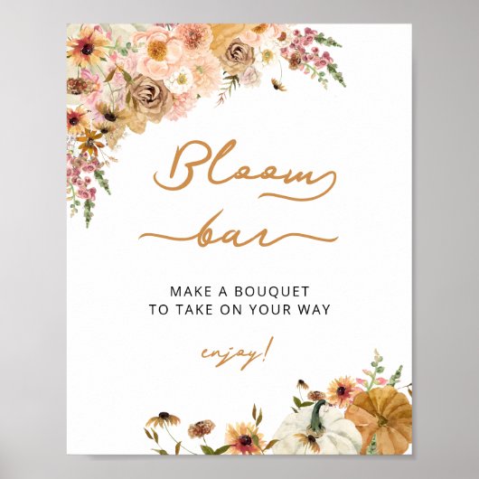 Citrouille Boho Fall Rustic Bloom Bar Poster (Devant)