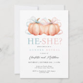 Citrouille Bow Rose Bleu Sexe Reveillez Invitation (Devant)