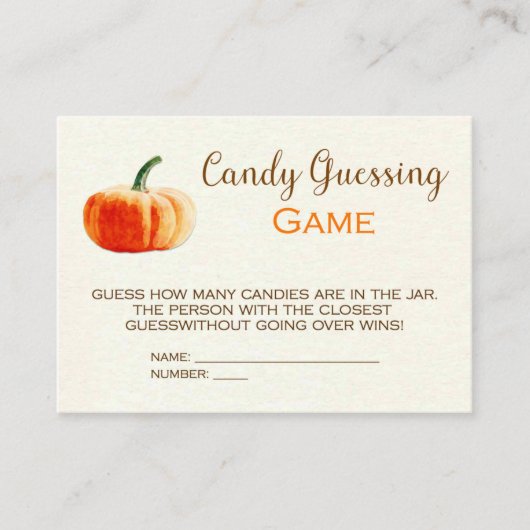 Citrouille Candy Gueting Jeu Baby shower de carte (Devant)