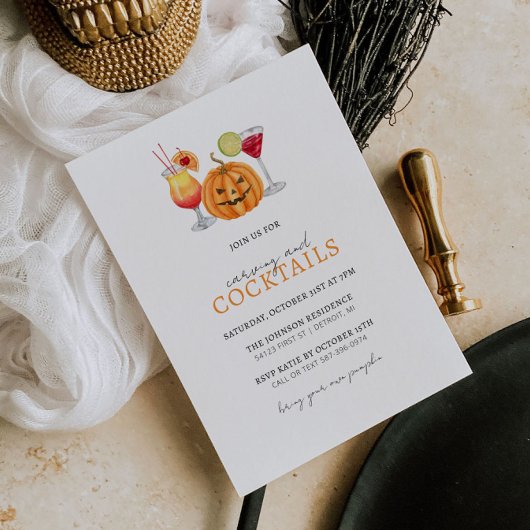Citrouille Carving et Cocktails Invitation Hallowe