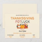 Citrouille coloré Thanksgiving Potluck Invitation (Devant / Derrière)