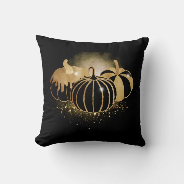 Citrouille Coussin Sparkle Gold Noir (Recto)