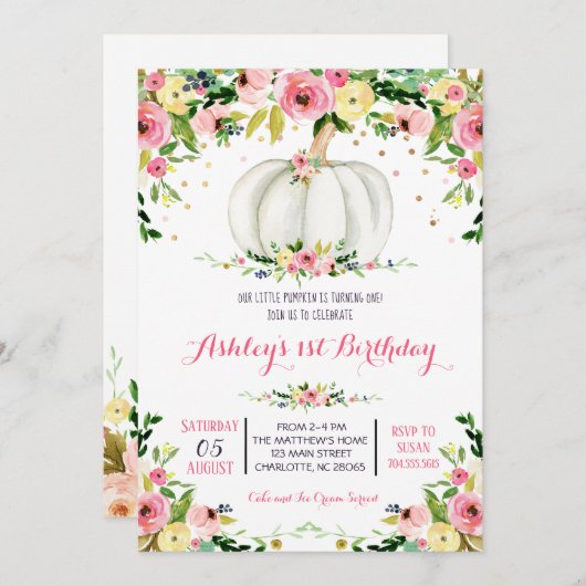 Citrouille d'anniversaire, invitation d'anniversai (Devant / Derrière)