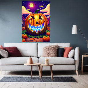 Citrouille dans la nuit AI Art Poster