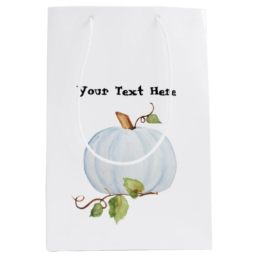 Citrouille d'aquarelle bleu, sac cadeau personnali (Devant)