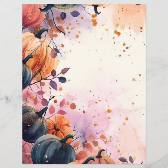 citrouille d'aquarelle chute papier motif (Devant)