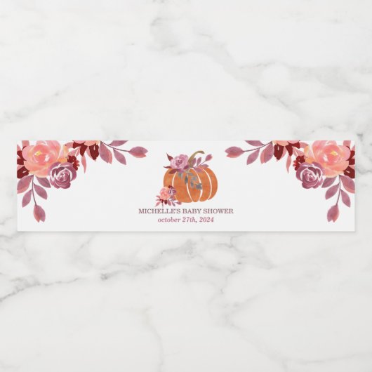 Citrouille d'aquarelle d'automne Floral Étiquette  (Étiquettes simples)