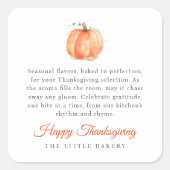 Citrouille d'aquarelle Thanksgiving Étiquette de p (Devant)