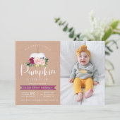 Citrouille d'automne Anniversaire Photo Invitation (Debout devant)