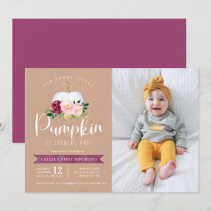 Citrouille d'automne Anniversaire Photo Invitation