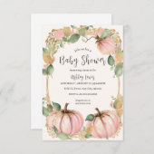 Citrouille d'automne Baby shower invitation rose c (Devant / Derrière)