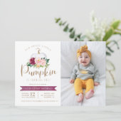 Citrouille d'automne Invitation photo Anniversaire (Debout devant)
