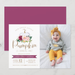 Citrouille d'automne Invitation photo Anniversaire