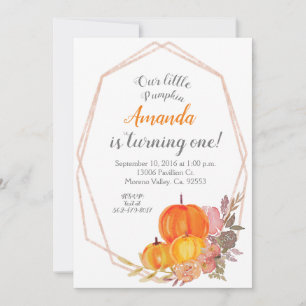 Citrouille d'automne Invitation pour 3 ans