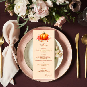 Citrouille d'automne Mariage botanique plat menu