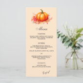 Citrouille d'automne Mariage botanique plat menu (Debout devant)
