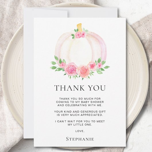 Citrouille d'automne Merci de Baby shower de fille