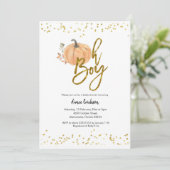 Citrouille d'automne Oh Boy Baby shower Invitation (Debout devant)