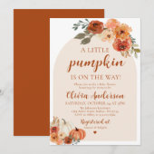 Citrouille d'automne Orange Baby shower Invitation (Devant / Derrière)