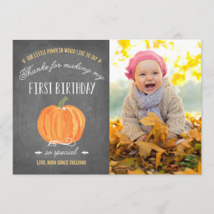 Citrouille d'automne Premier anniversaire Merci