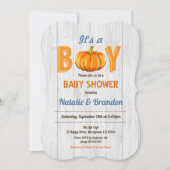 citrouille de bois rustique invitation à la douche (Devant)