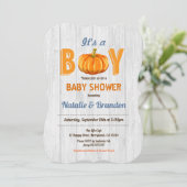 citrouille de bois rustique invitation à la douche (Debout devant)