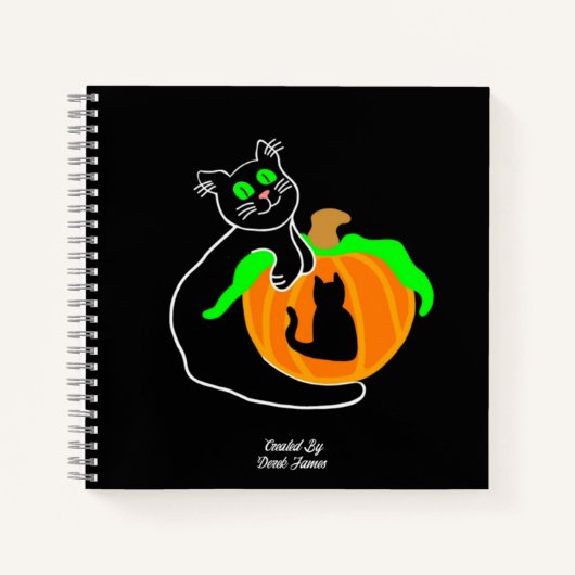 Citrouille de chat noir Carnet spiral (Devant)