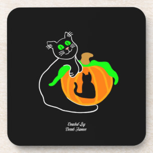 Citrouille de chat noir Dessous de verre en plasti