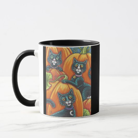 Citrouille de chat noir Patch Halloween MUG (Gauche)