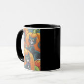 Citrouille de chat noir Patch Halloween MUG (Devant gauche)