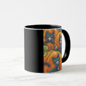 Citrouille de chat noir Patch Halloween MUG (Devant droit)