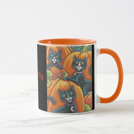 Citrouille de chat noir Patch Halloween MUG (Droite)