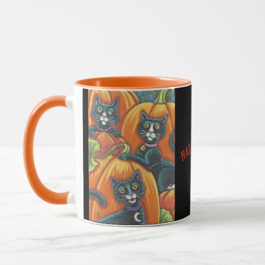 Citrouille de chat noir Patch Halloween MUG (Gauche)