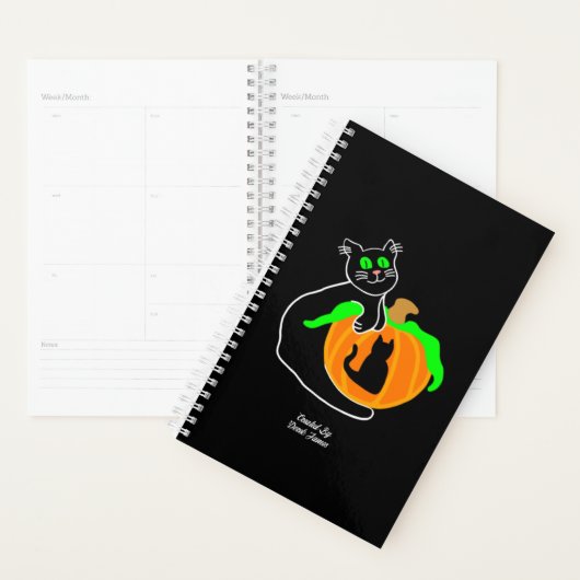 Citrouille de chat noir petit planificateur (Devant avec enveloppe)