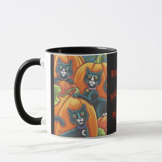 Citrouille de chats noirs Patch HALLOWEEN MUG *Per (Gauche)